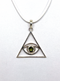 Moldavite 'All Seeing Eye' Sterling Silver Pendant #356