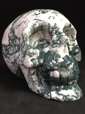 Moss Agate Skull #474