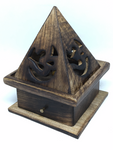 OM Pyramid Cone Incense Burner with Drawer