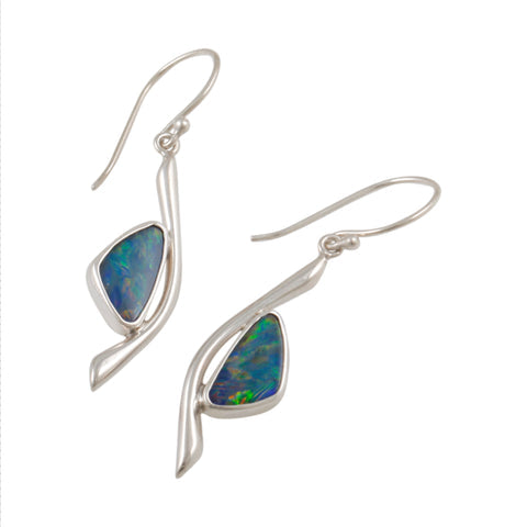 Opal Doublet Sterling Silver Earrings #320