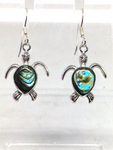 Paua Shell Turtle Sterling Silver Earrings