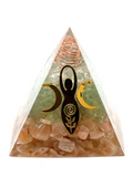 Peach Moonstone, Green Aventurine, Clear Quartz with Goddess Resin Pyramid