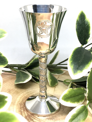 Silver Plated Chalice with Pentagram - 13cm