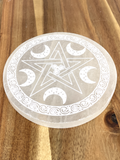 Selenite Pentagram Charging Plate - 10cm