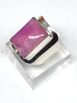Moonstone Pink (dyed) Sterling Silver Ring - size 56