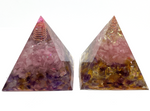 Amethyst, Citrine & Rose Quartz with Metatron's Cube Resin Pyramid
