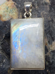 Rainbow Moonstone Sterling Silver Pendant 3 x 2cm