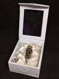 Rainbow Tourmaline Chips in Glass Teardrop Pendulum