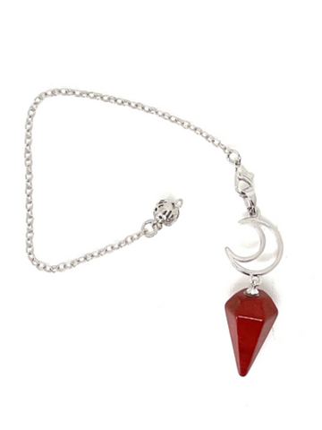 Red Jasper & Crescent Moon Pendulum / Pendant