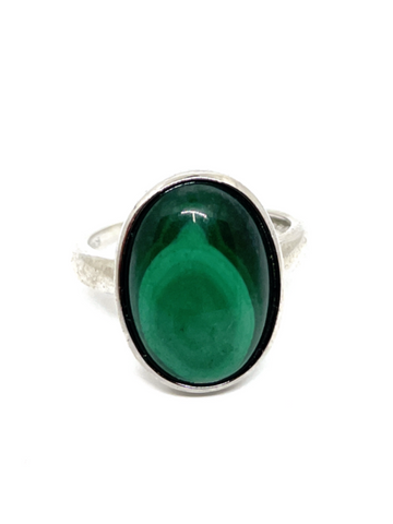 Malachite Sterling Silver Ring #21 - Adjustable