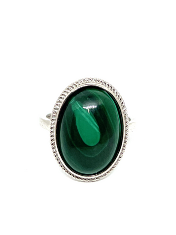 Malachite Sterling Silver Ring #22 - Adjustable