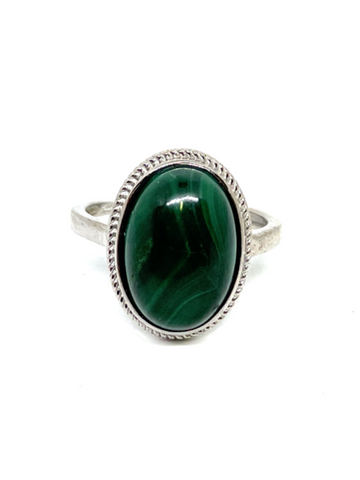 Malachite Sterling Silver Ring #24 - Adjustable