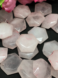 Rose Quartz 3D Hexagon Pendants