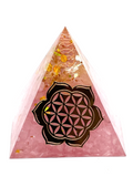 Rose Quartz Flower of Life Resin Pyramid