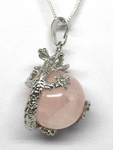 Rose Quartz Dragon Pendant - Non Silver