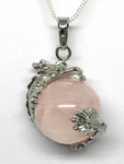 Rose Quartz Dragon Pendant - Non Silver