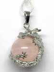 Rose Quartz Dragon Pendant - Non Silver