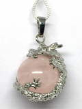 Rose Quartz Dragon Pendant - Non Silver