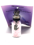 Rose Quartz in Glass Bottle with Spiral Hand Charm Necklace - Healing