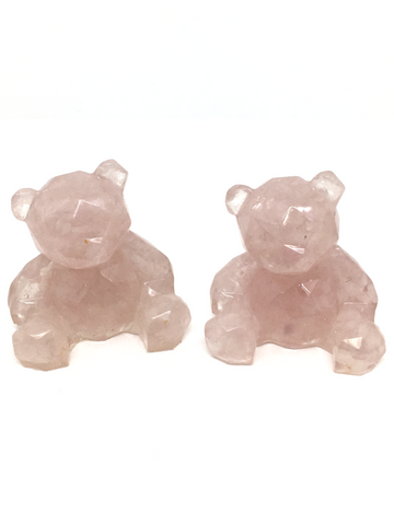 Sitting Teddy Bear - Rose Quartz
