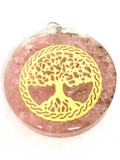 Rose Quartz Tree Of Life Orgonite Pendant