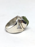 Rough Peridot Sterling Silver Ring - Size 6