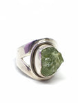 Rough Peridot Sterling Silver Ring - Size 6