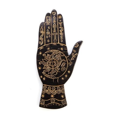 Palmistry Hand Black & Gold Incense Holder 19cm