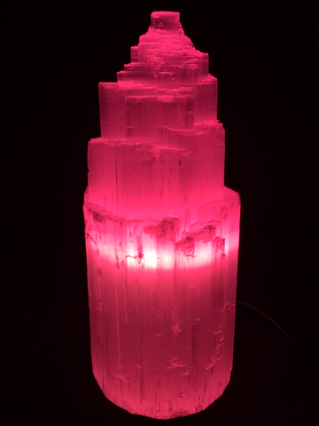 Selenite Tower Lamp 20cm