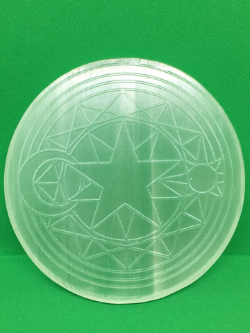 Star & Moon Engraved Selenite Plate