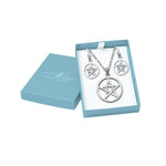 Silver Pentacle Pendant & Earring Set - Sterling Silver