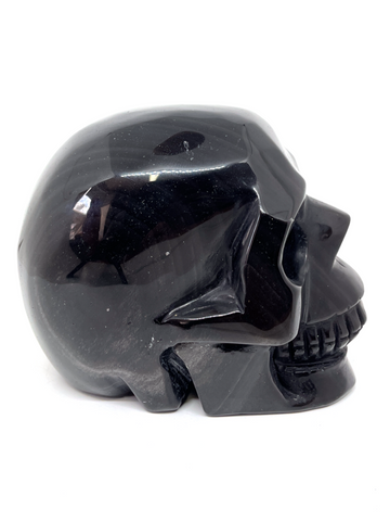 Silver Sheen Obsidian Skull #99 - 10.1cm