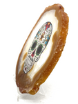 Natural Agate Slice with Candy Skull Decal #338