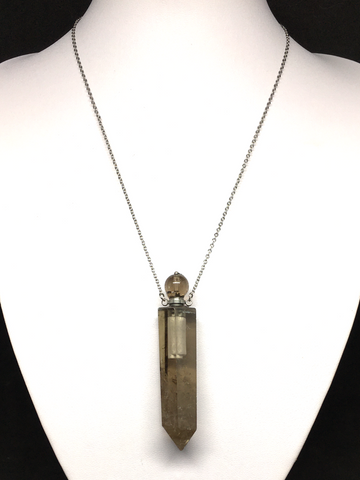 Smokey Quartz Perfume Bottle Necklace with Dropper # 198