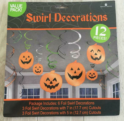 Halloween Swirl Pumpkins Decoration Pack - 12 pieces