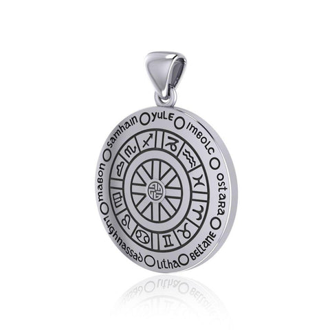 Wheel of the Year Silver Pendant - Sterling Silver