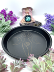 Small Metal Altar Tray Triple Moon Goddess Design - 16.5cm