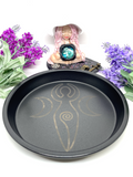 Small Metal Altar Tray Triple Moon Goddess Design - 16.5cm