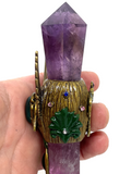 Amethyst & Watermelon Fluorite Wand #300