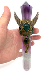 Amethyst & Watermelon Fluorite Wand #300