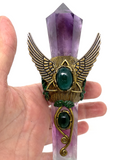 Amethyst & Watermelon Fluorite Wand #300