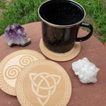 Set of 6 Witchy Coasters / Celtic Wicca Pagan Tiles - Golden