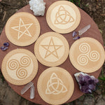 Set of 6 Witchy Coasters / Celtic Wicca Pagan Tiles - Golden
