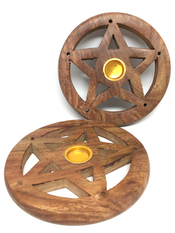 Wooden Pentagram Incense Holder
