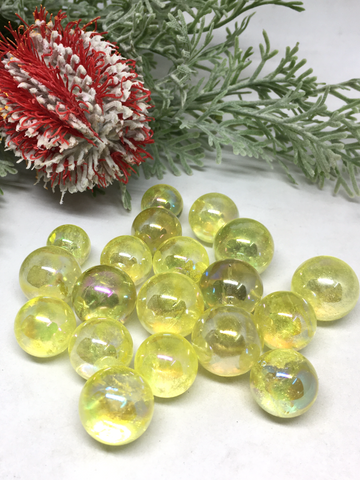 Sunshine Aura (Yellow) Quartz Mini Spheres - 17mm to 23mm